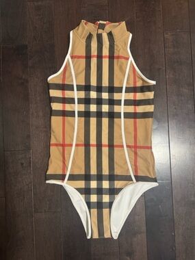 Burberry Kids 14Y Contrast Check Stretch Nylon Swimsuit One Piece